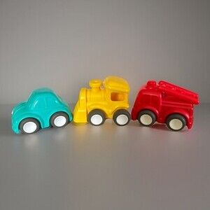 Huile Hola Push & Go Friction Powered Car Train Fire Truck Toy Lot of 3
